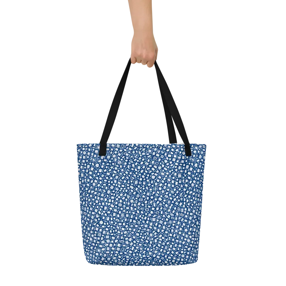 Indigo Scatter on Large Tote Bag W/ Pocket — Front
