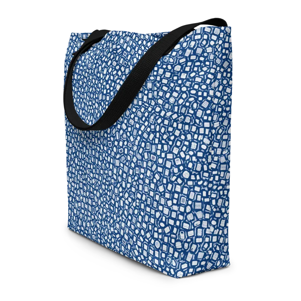 Indigo Scatter on Large Tote Bag W/ Pocket — Front