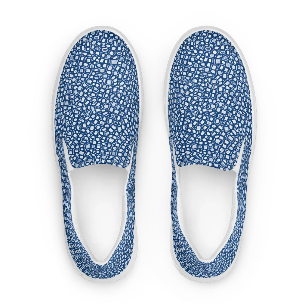Indigo Scatter on Women's Slip-On Canvas Shoes — Front