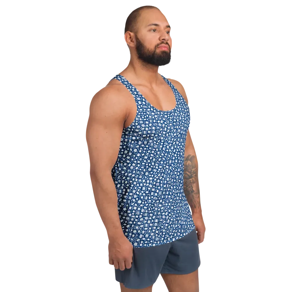 Indigo Scatter on Men's Tank Top — Right Front