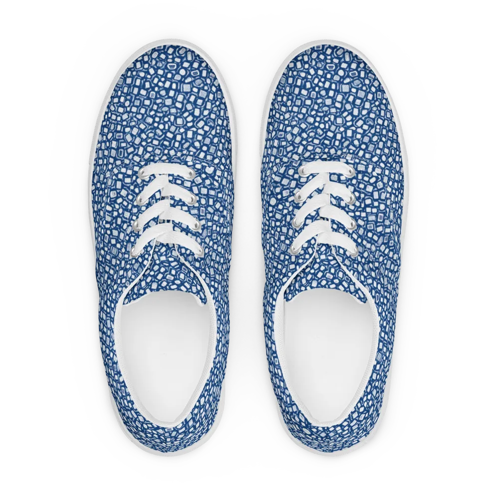 Indigo Scatter on Men's Lace-Up Canvas Shoes — Front