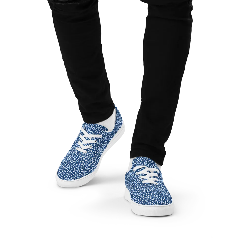 Indigo Scatter on Men's Lace-Up Canvas Shoes — Front