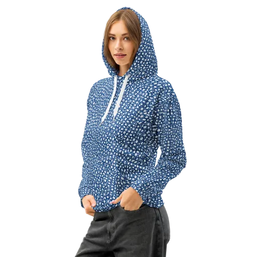 Indigo Scatter on a Cotton Hoodie