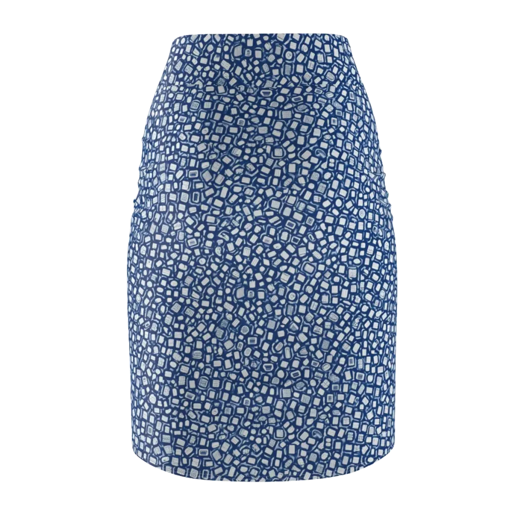 Indigo Scatter on Pencil Skirt — Back
