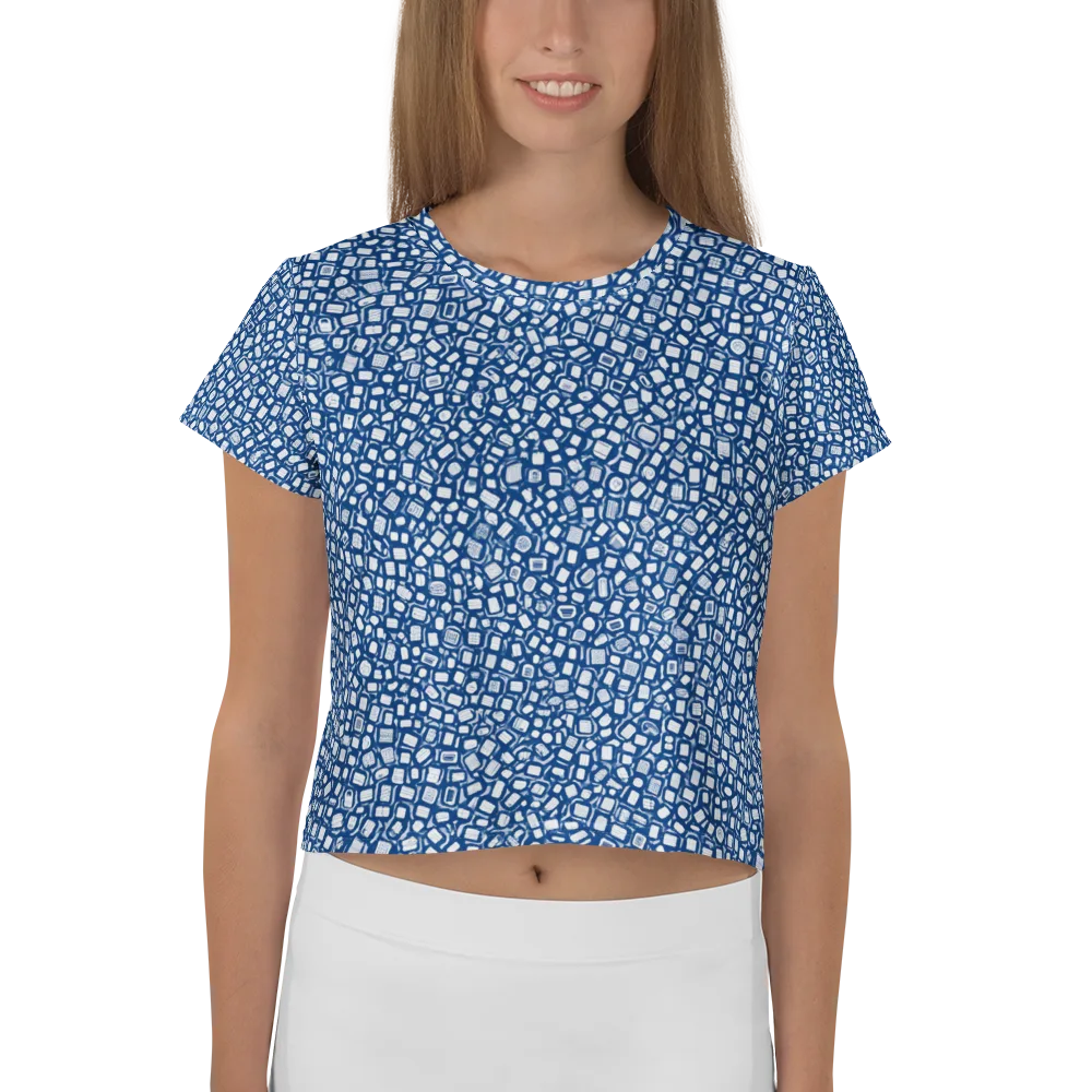 Indigo Scatter on Crop Tee — Front