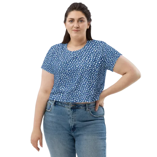 Indigo Scatter on a Crop Tee