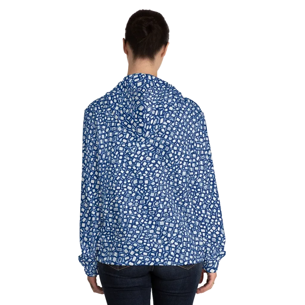 Indigo Scatter on Women's Full-Zip Hoodie — Back On Person