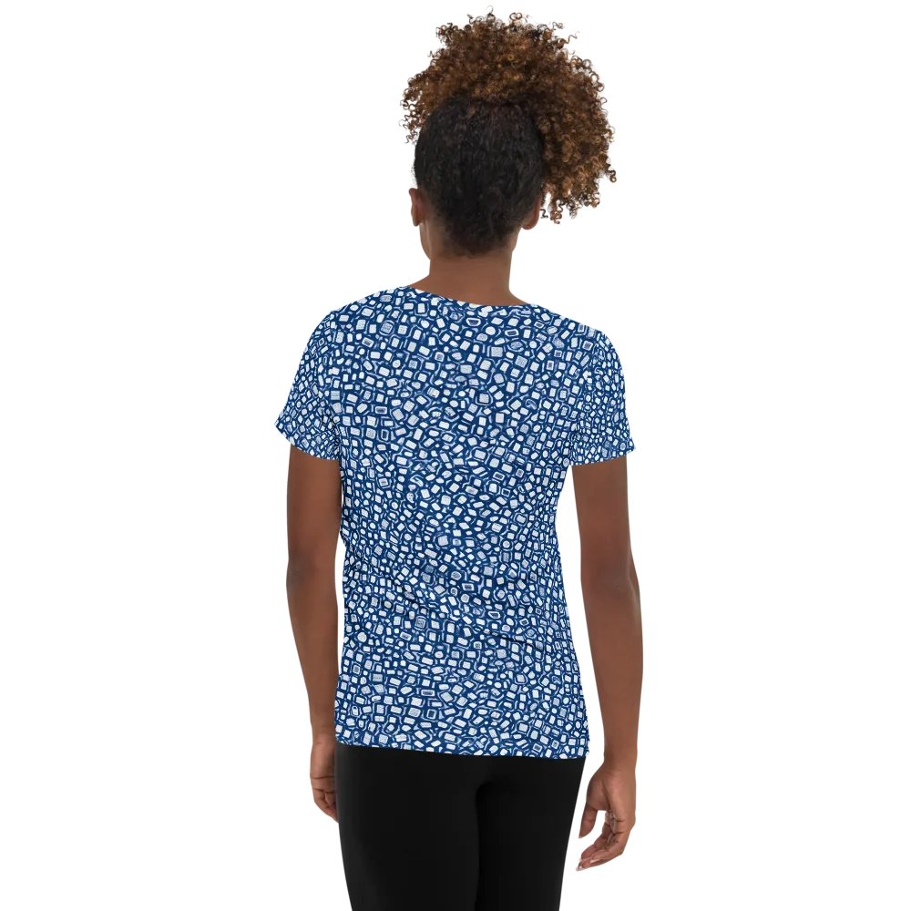 Indigo Scatter on Women's Athletic T-Shirt — Back