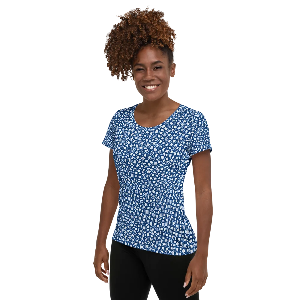 Indigo Scatter on Women's Athletic T-Shirt — Left