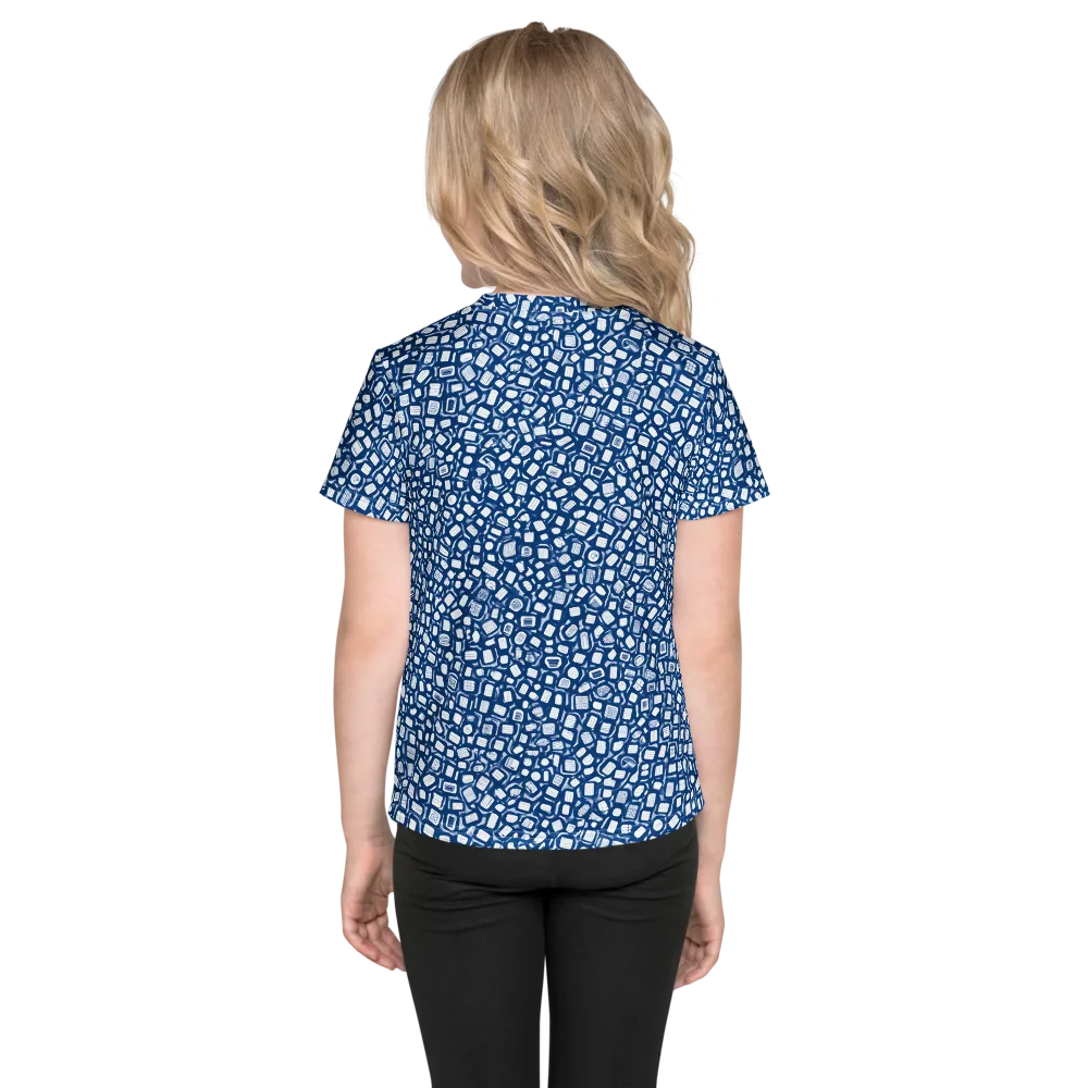 Indigo Scatter on Kids Crew Neck T-Shirt — Back