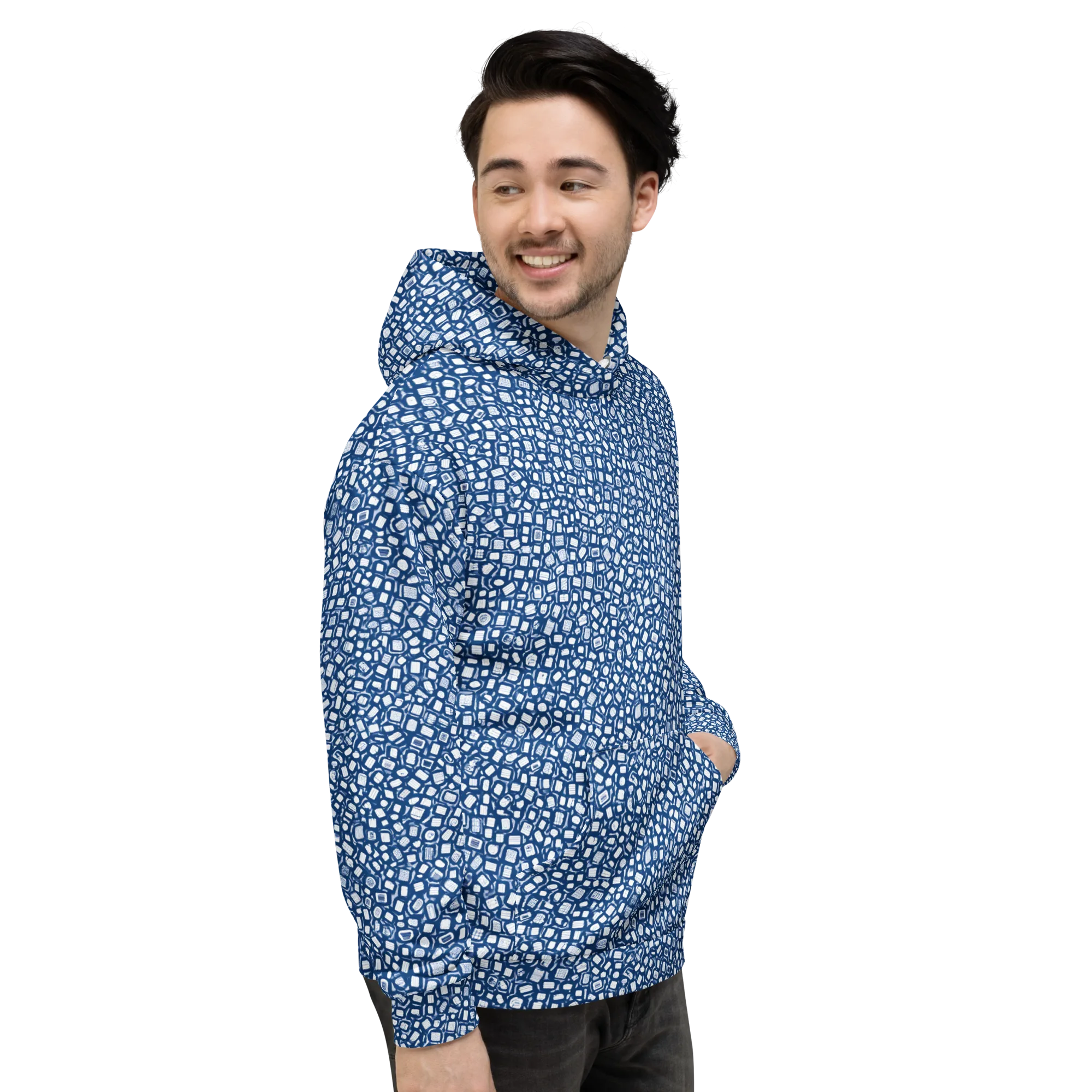 Indigo Scatter on Hoodie — Right
