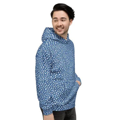 Indigo Scatter on a Hoodie