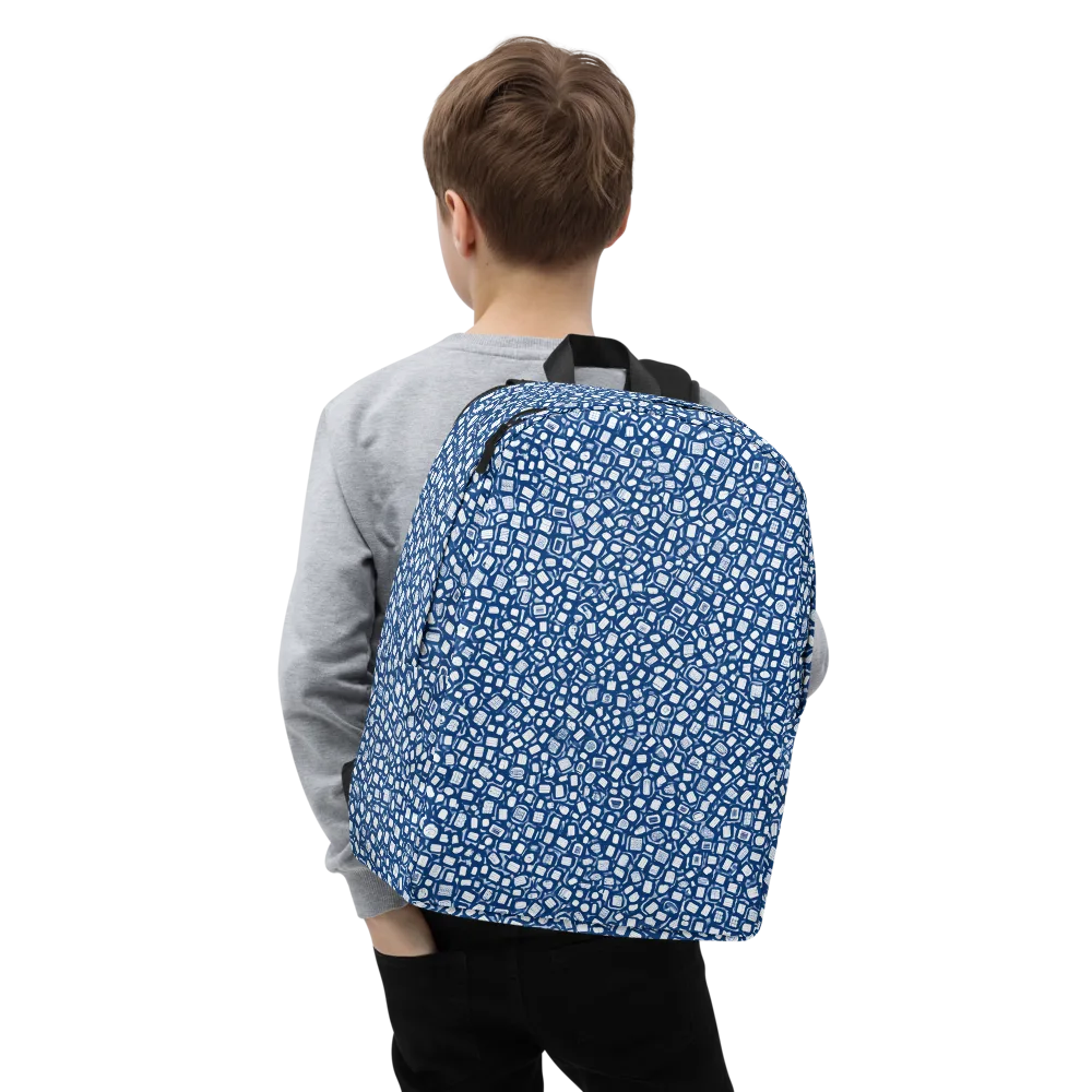 Indigo Scatter on Minimalist Backpack — Zoomed-in