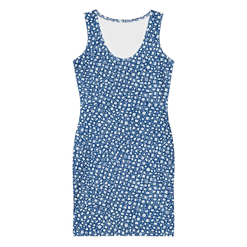Indigo Scatter on Bodycon Dress — Front