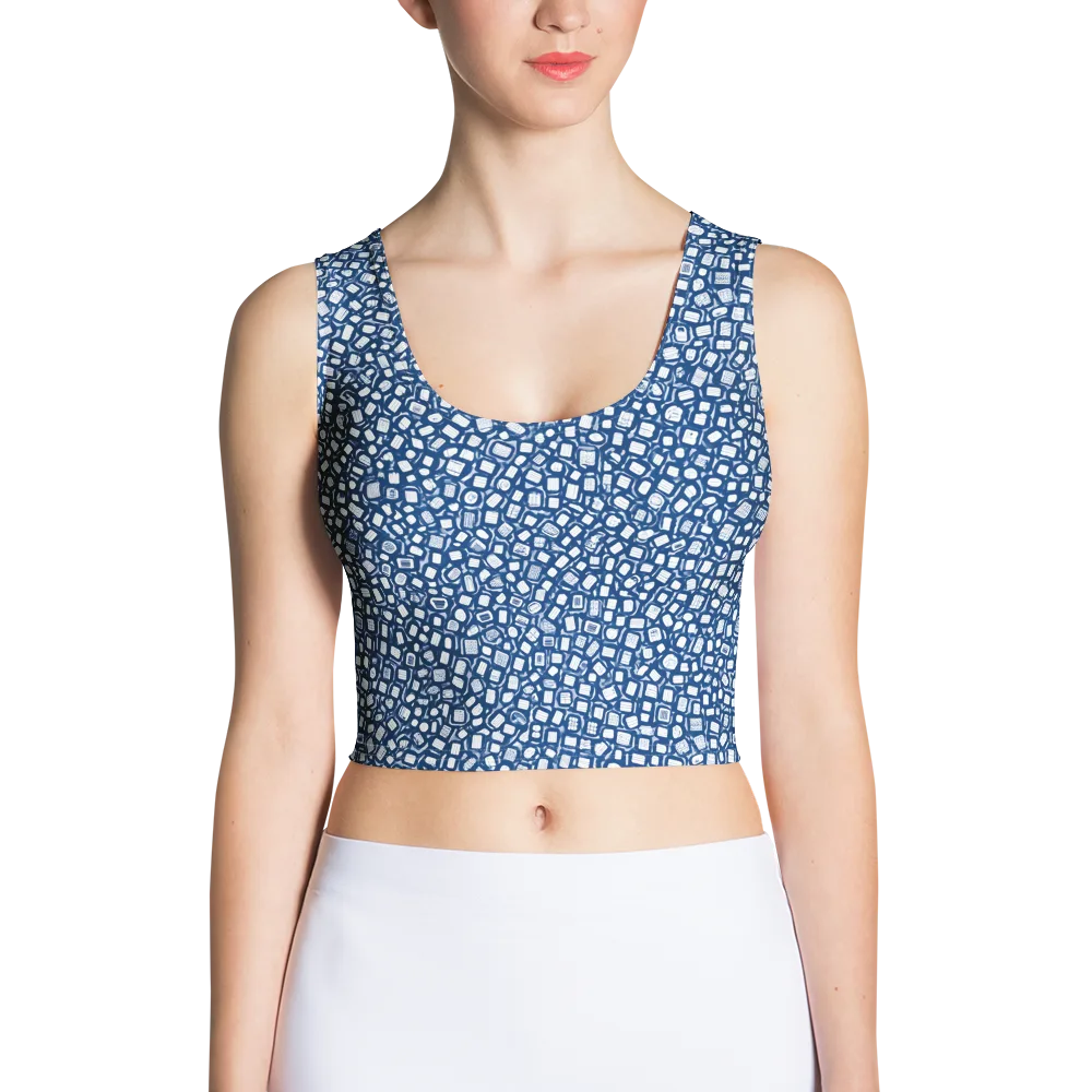 Indigo Scatter on Crop Top — Front