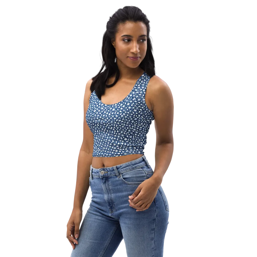 Indigo Scatter on Crop Top — Left Front