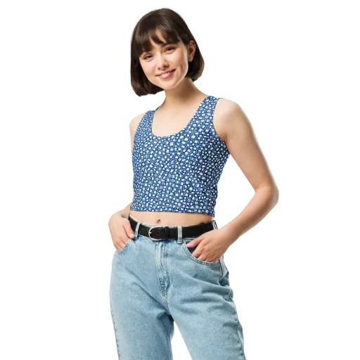 Indigo Scatter on a Crop Top