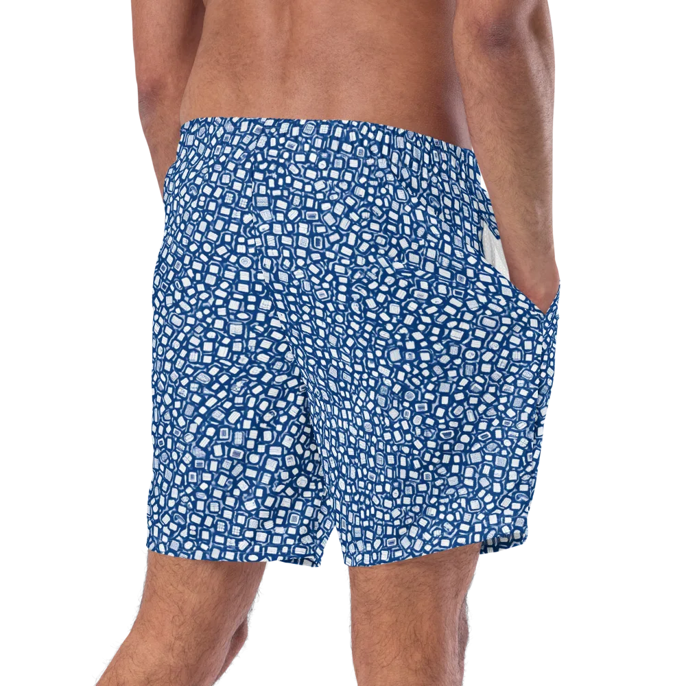 Indigo Scatter on Swim Trunks — Right Back