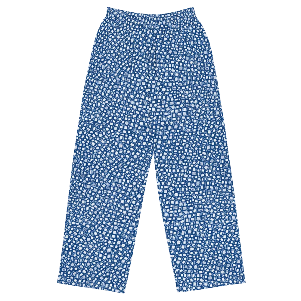Indigo Scatter on Wide-Leg Pants — Front