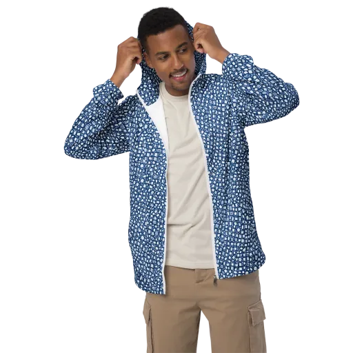 Indigo Scatter on a Men's Windbreaker