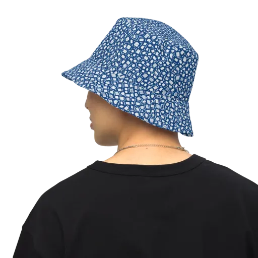 Indigo Scatter on a Reversible Bucket Hat
