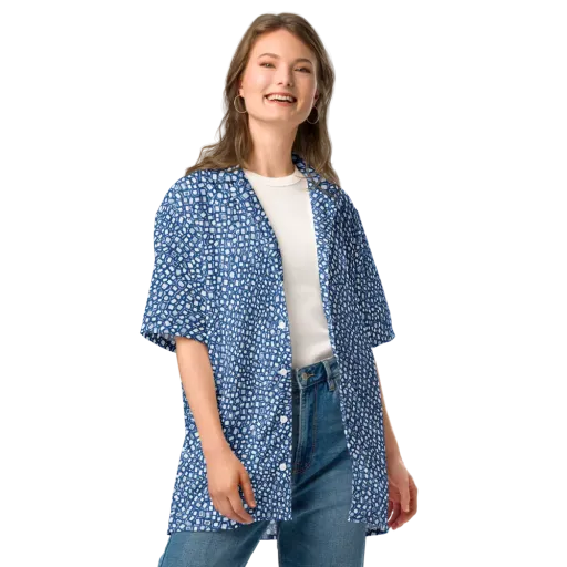 Indigo Scatter on a Button Shirt