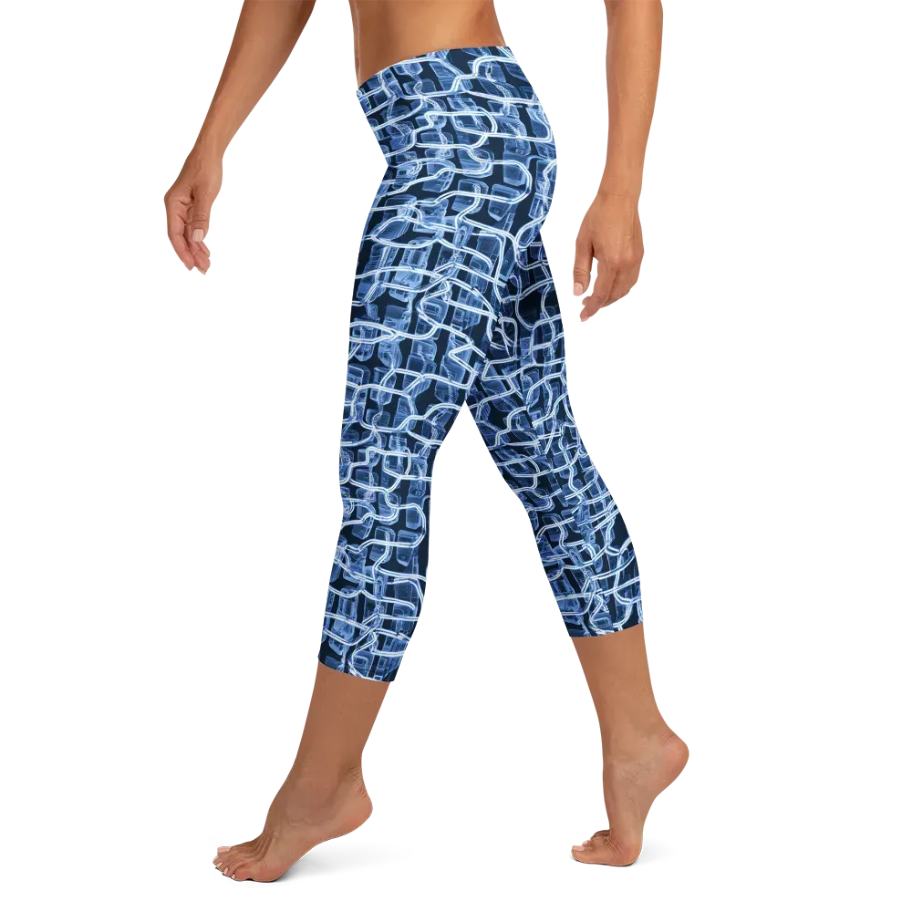 Midnight Circuitry on Capri Leggings — Left