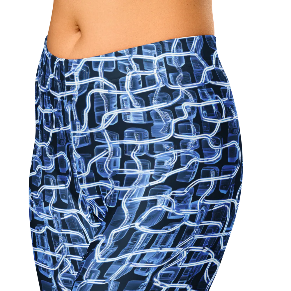 Midnight Circuitry on Capri Leggings — Zoomed-in