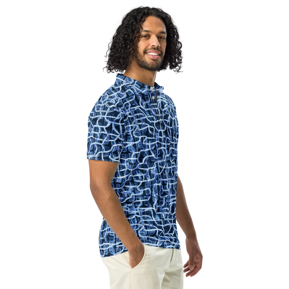 Midnight Circuitry on Men's Slim Fit Polo Shirt — Right Front