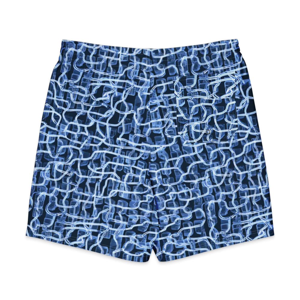 Midnight Circuitry on Men's Board Shorts — Back