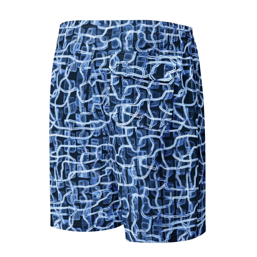 Midnight Circuitry on Men's Board Shorts — Back