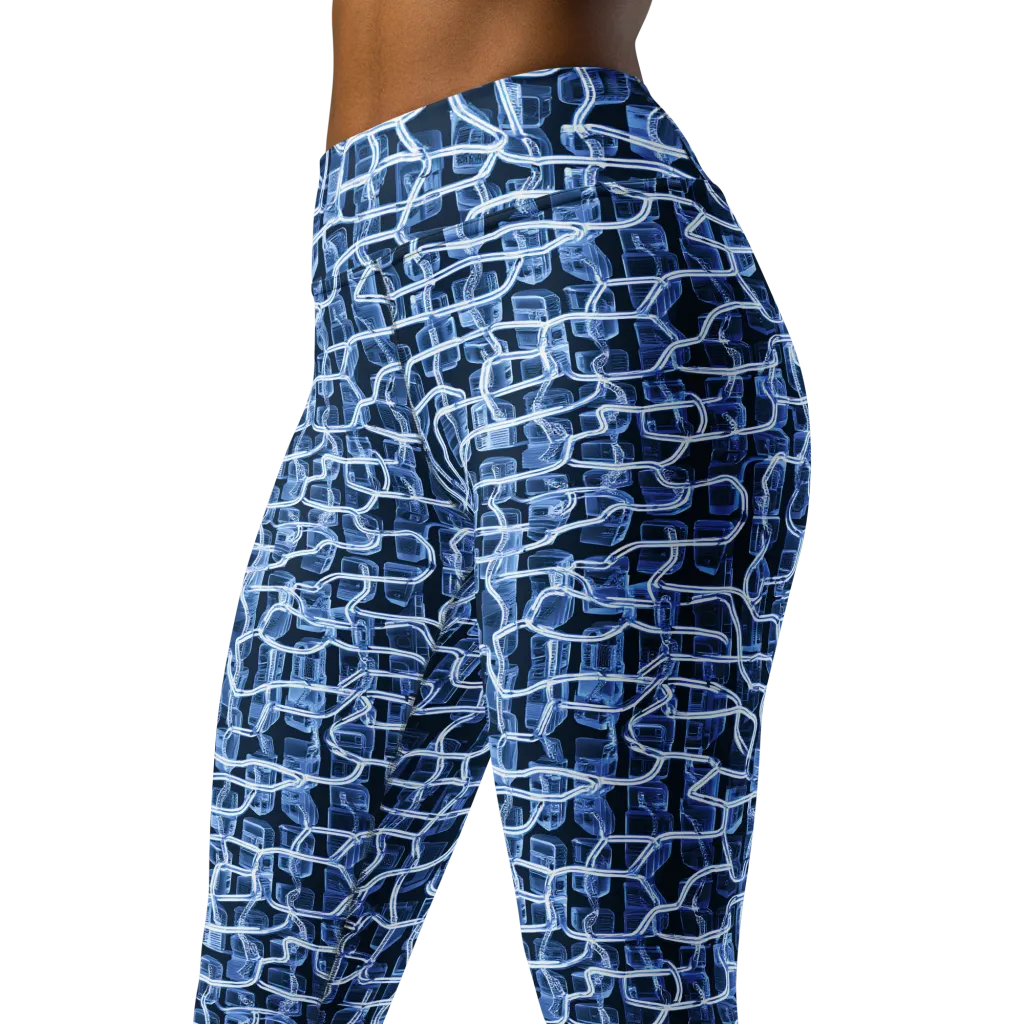 Midnight Circuitry on Yoga Leggings — Left Front