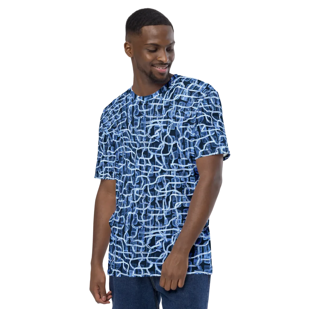 Midnight Circuitry on Men's Crew Neck T-Shirt — Left
