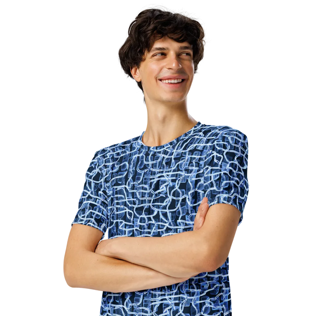 Midnight Circuitry on Men's Crew Neck T-Shirt — Left Front