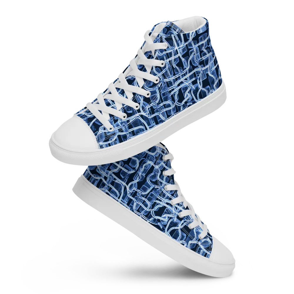 Midnight Circuitry on Women's High Top Canvas Shoes — Front