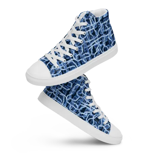 Midnight Circuitry on a Women's High Top Canvas Shoes