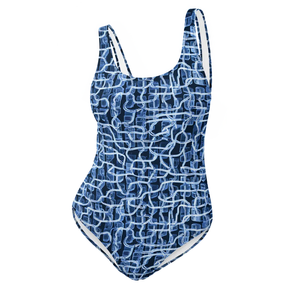 Midnight Circuitry on One-Piece Swimsuit — Front