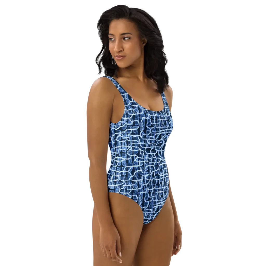 Midnight Circuitry on One-Piece Swimsuit — Right