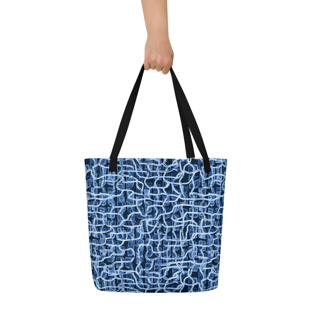 Midnight Circuitry on Large Tote Bag W/ Pocket — Front