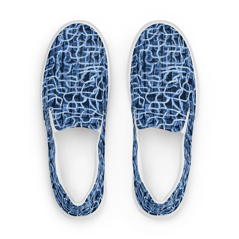 Midnight Circuitry on Women's Slip-On Canvas Shoes — Front