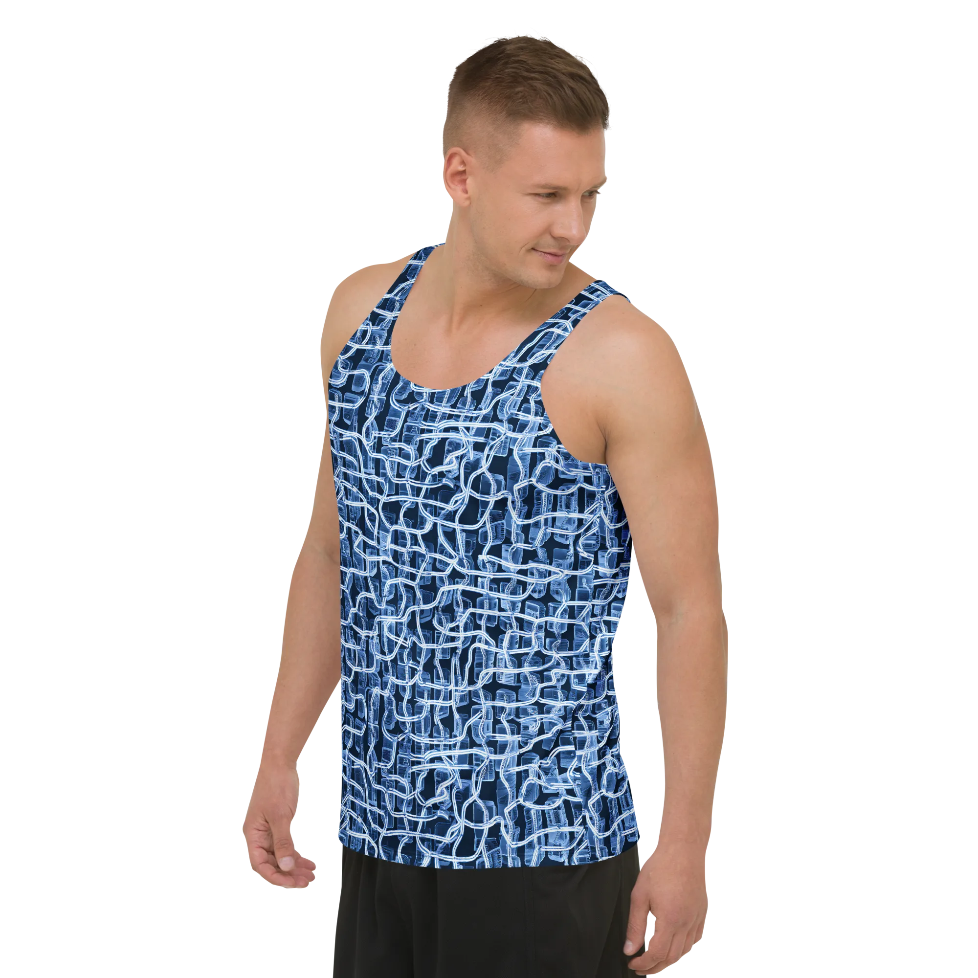 Midnight Circuitry on Men's Tank Top — Left Front