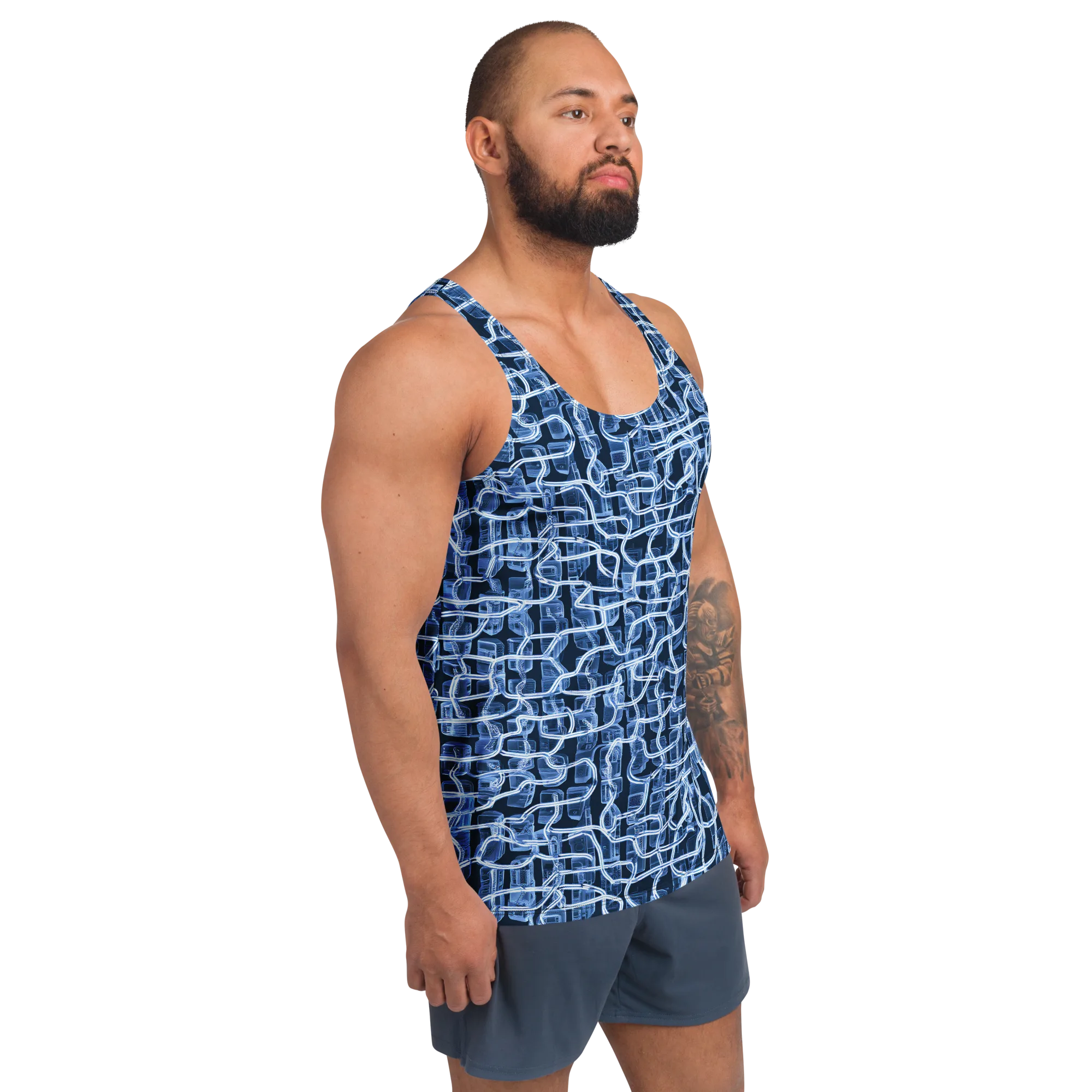 Midnight Circuitry on Men's Tank Top — Right Front