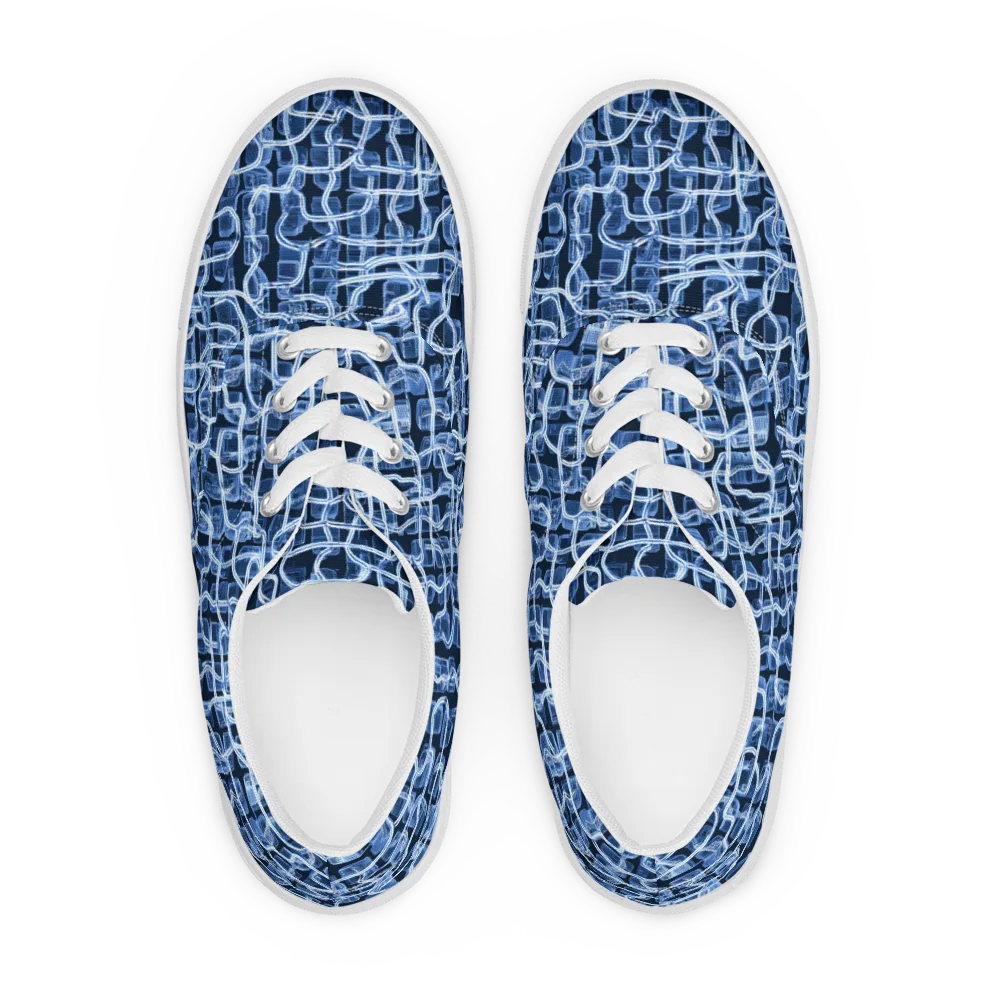 Midnight Circuitry on Men's Lace-Up Canvas Shoes — Front