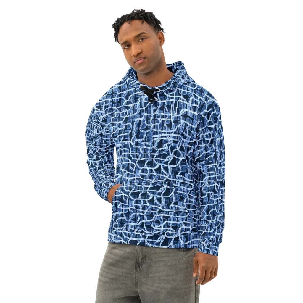Midnight Circuitry on Cotton Hoodie — Left Front