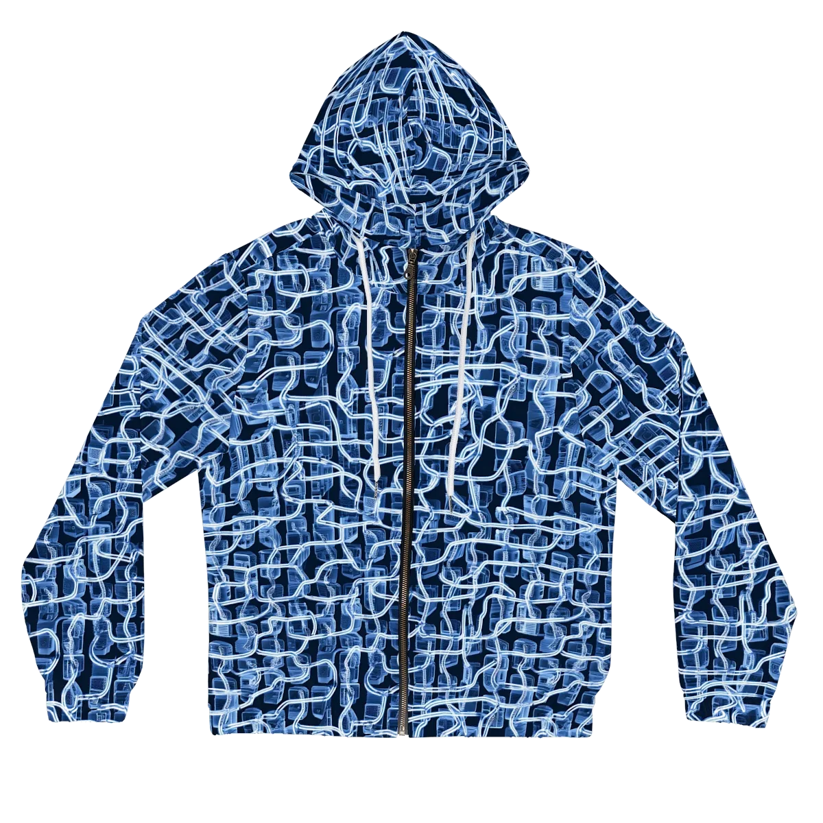 Midnight Circuitry on Women's Full-Zip Hoodie — Front