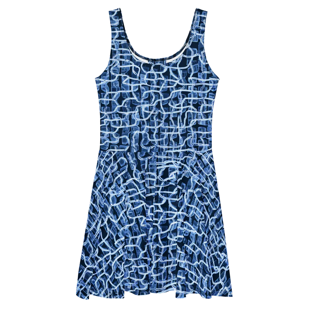 Midnight Circuitry on Skater Dress — Front