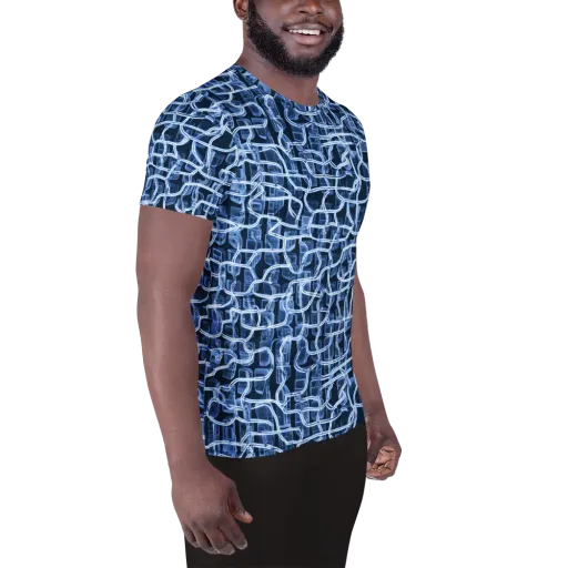 Midnight Circuitry on a Men's Athletic T-Shirt