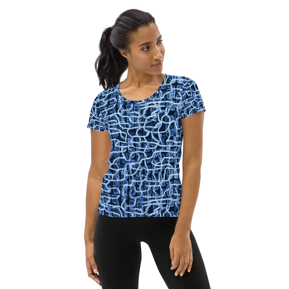 Midnight Circuitry on Women's Athletic T-Shirt — Front