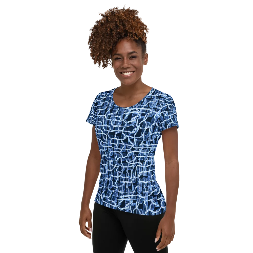 Midnight Circuitry on Women's Athletic T-Shirt — Left