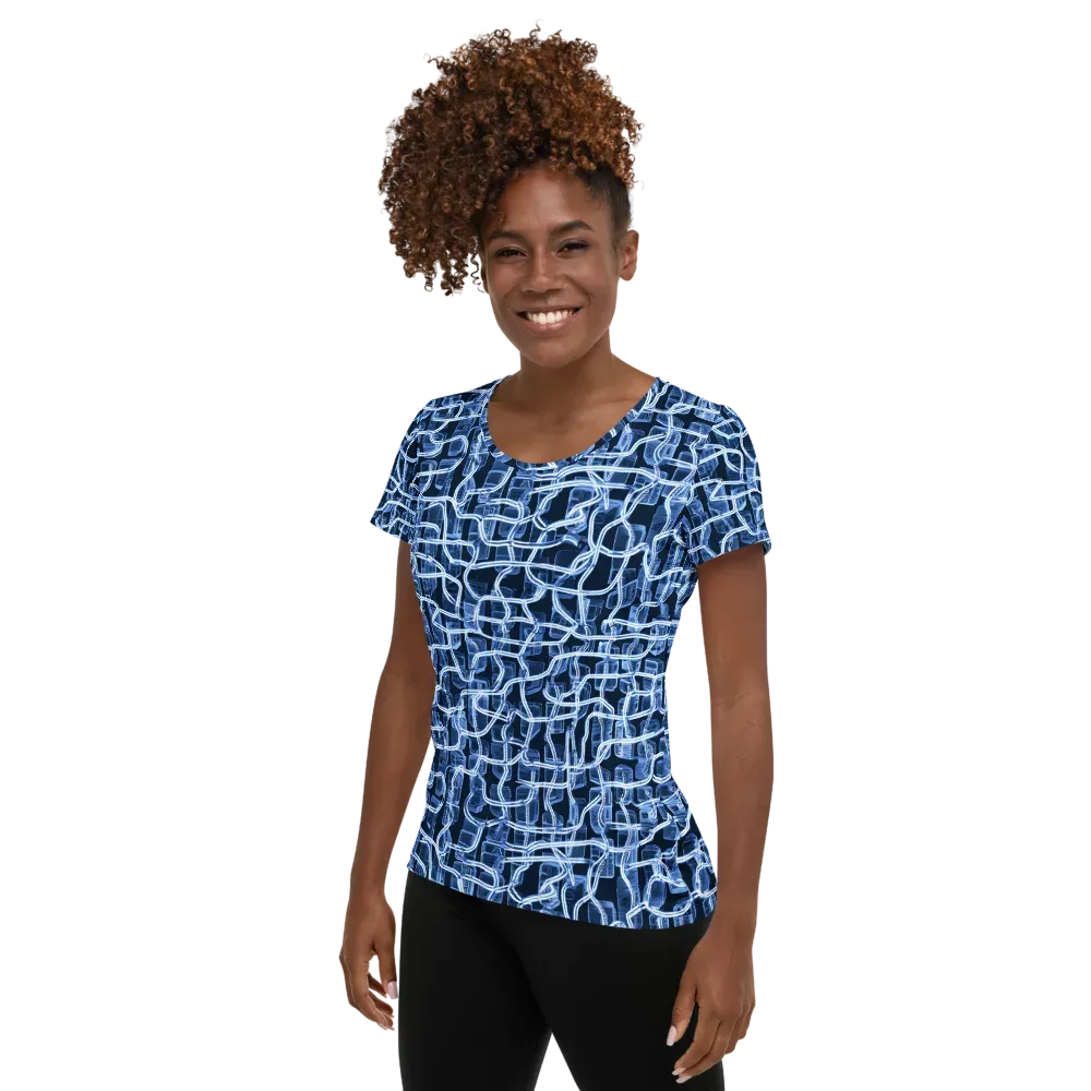 Midnight Circuitry on Women's Athletic T-Shirt — Left